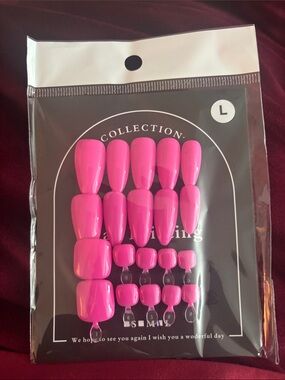 Collection B Hot Pink Press-On Nail Set, Size L